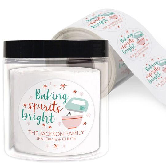 Baking Spirits Bright Round Gift Stickers in a Jar